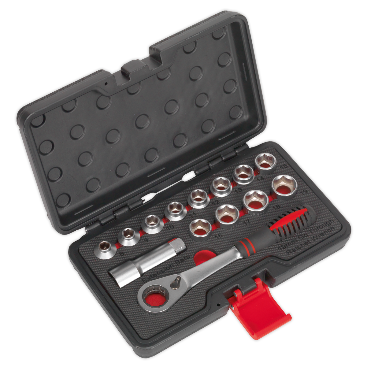 Sealey Socket Set 14 Pieces Go-Through Low Profile WallDrive Metric AK6926