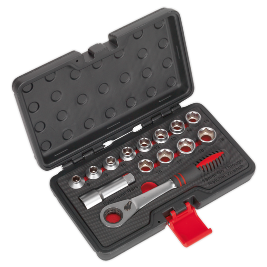 Sealey Socket Set 14 Pieces Go-Through Low Profile WallDrive Metric AK6926