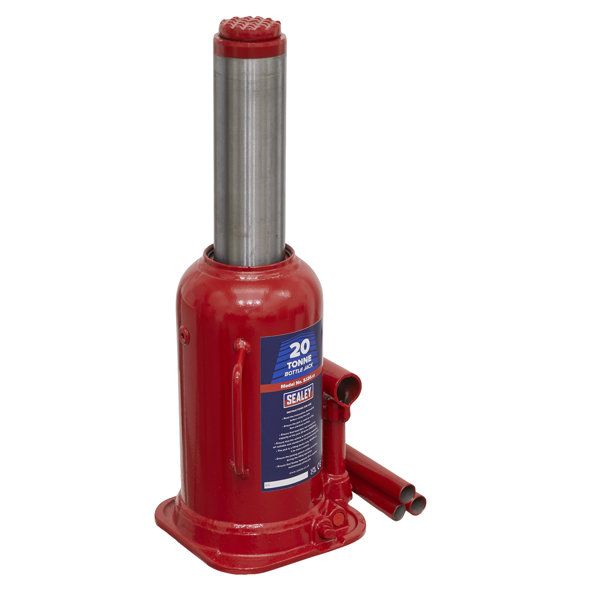 Sealey Bottle Jack Lift With Overload Valve & 2-Piece Handle 20 Tonne SJ20
