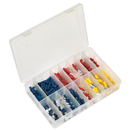 Sealey Crimp Terminal Assortment Electrical Blue Red & Yellow 200 Pieces AB038MT