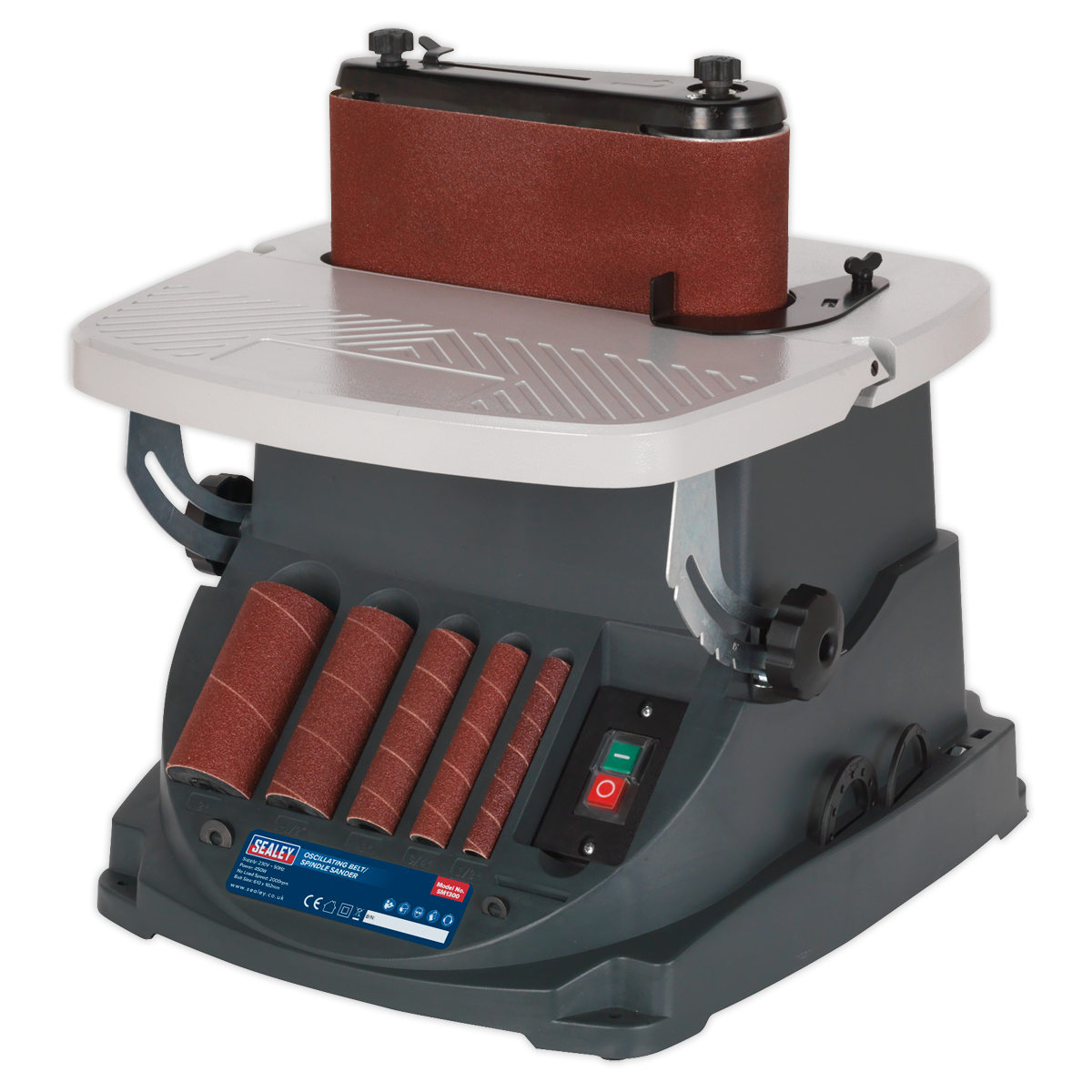 Sealey Oscillating Belt & Spindle/Bobbin Sander With Tilting Front Table SM1300