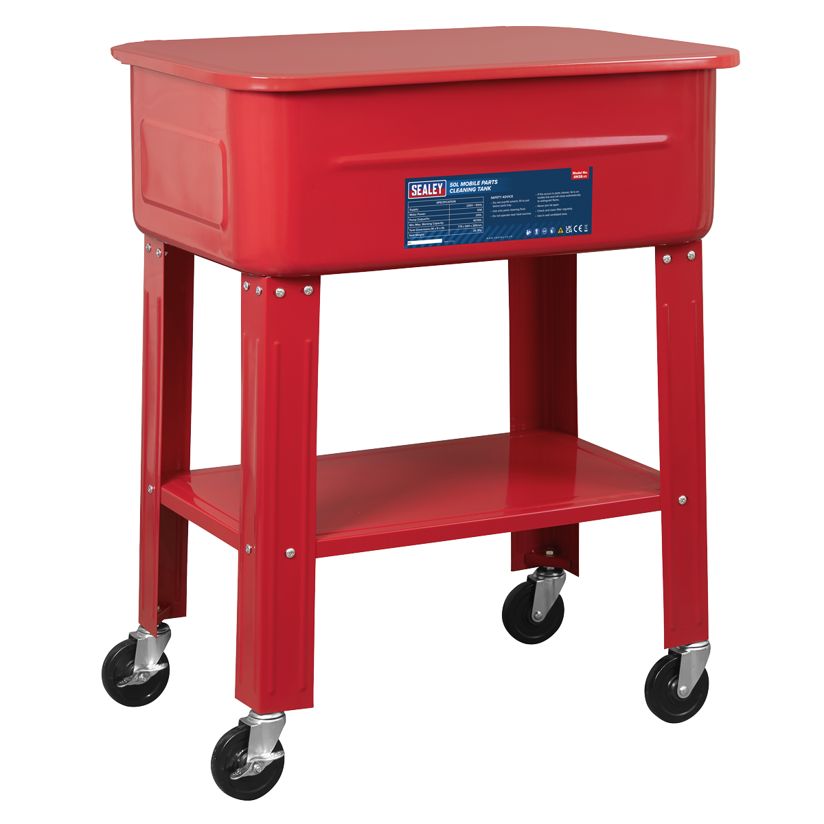 Sealey Mobile Parts Cleaning Tank With Fully Sealed Electric Motor 50L SM28
