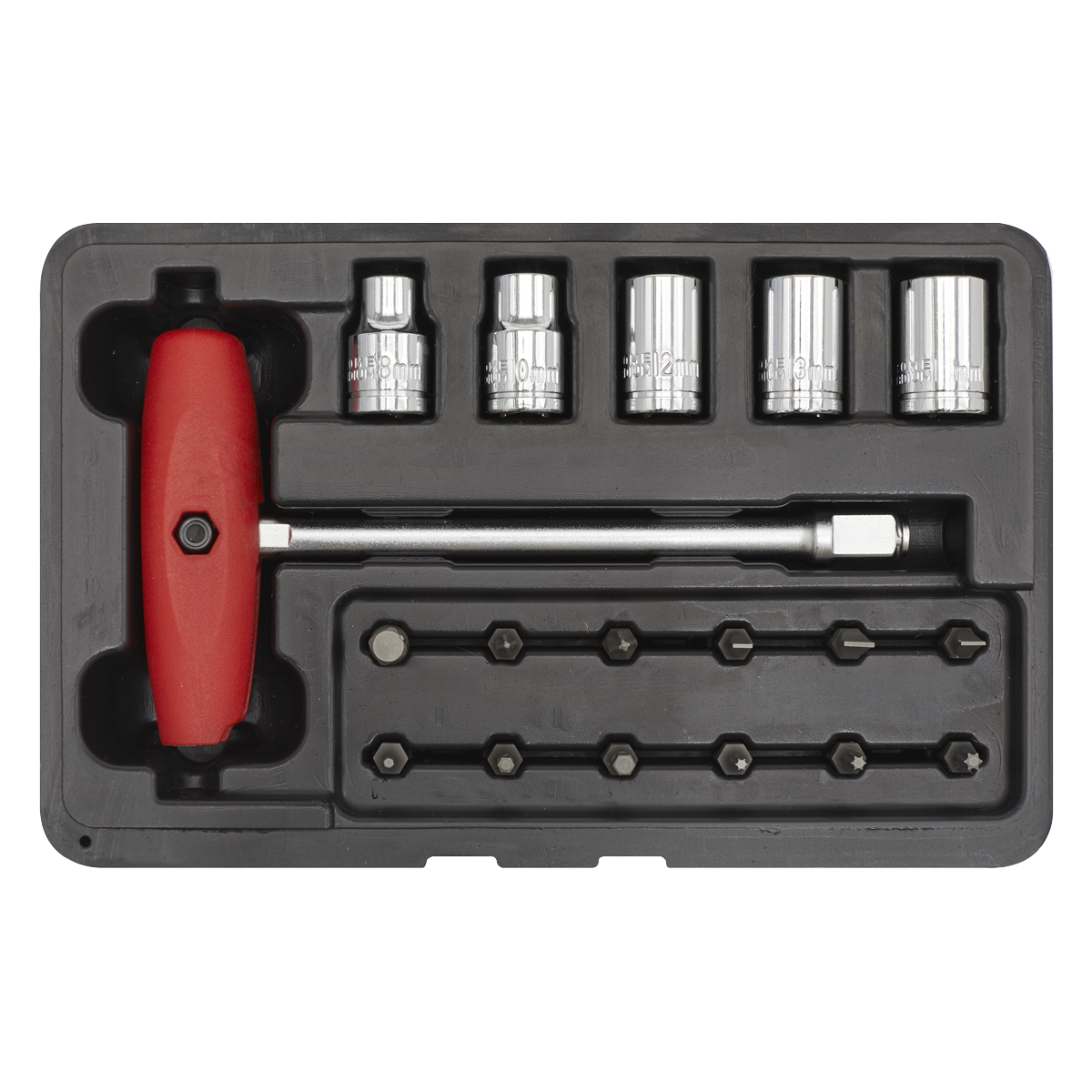 Sealey Socket & JIS Bit Set in Compact Storage Case 18 Pieces Silver SMC31