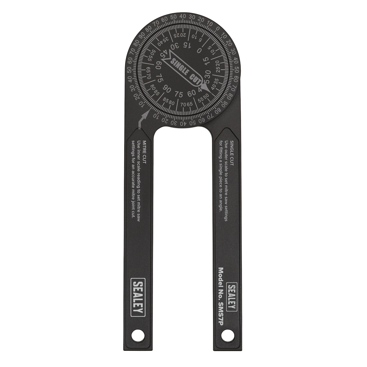 Sealey Aluminium Mitre Saw Protractor With Circular Body 185mm Black SMS7P