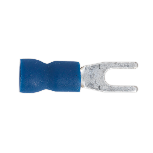 Sealey Ø3.7mm 4BA Blue Easy-Entry Fork Terminal Fits Cables 16-14 AWG x100 BT13