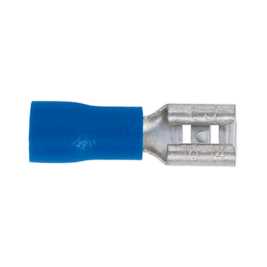 Sealey Push On Terminal 4.8mm Female Blue For Cables 16-14 AWG Pack of 100 BT19