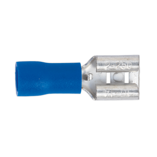 Sealey Push On Terminal 6.3mm Female Blue For Cables 16-14 AWG Pack of 100 BT20