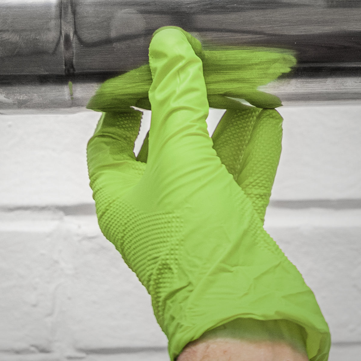 Sealey Nitrile Powder-Free Gloves Diamond Grip Hi-Vis Green XL 50pcs SSP54XL