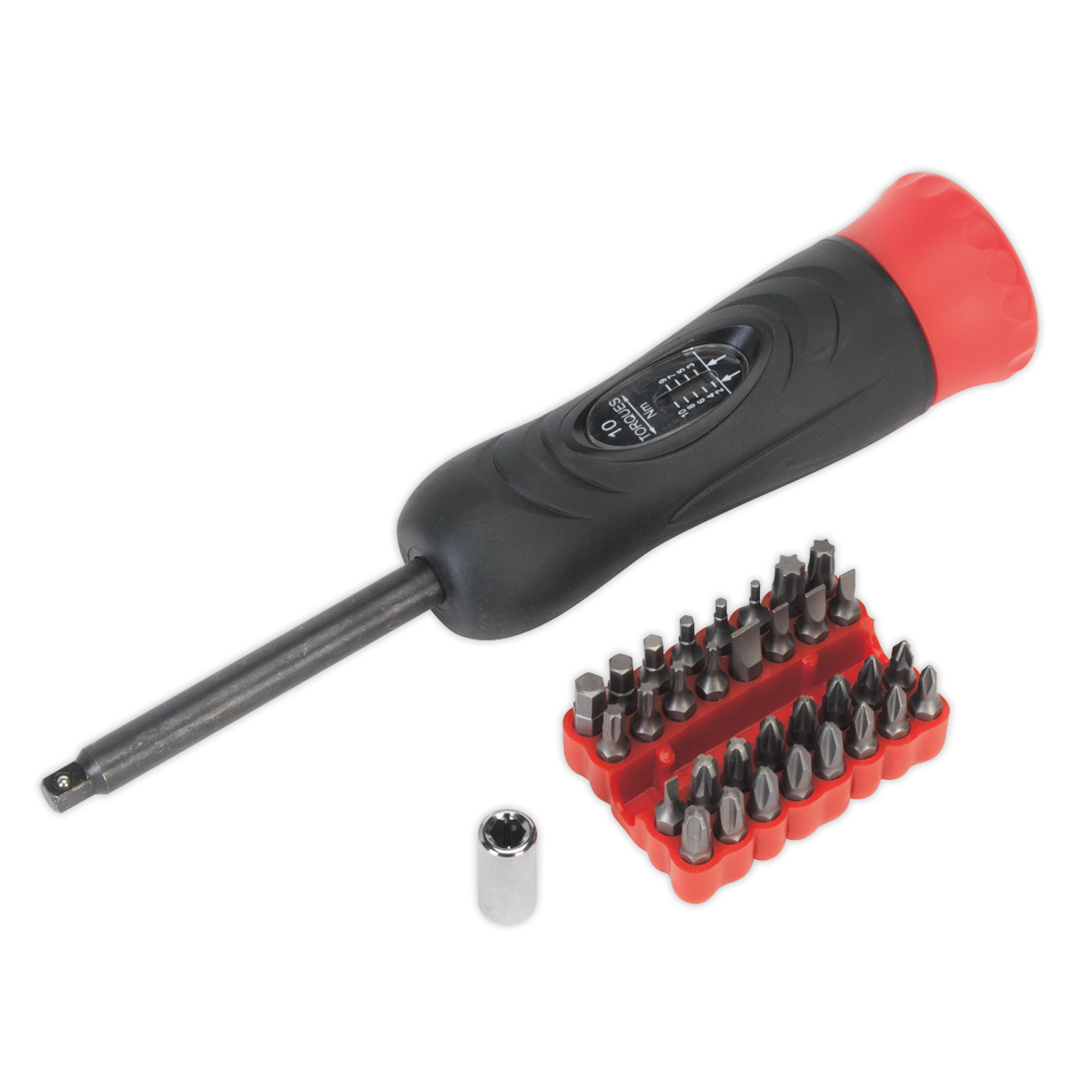 Sealey 34pc 1/4" Square Drive Torque Screwdriver Set 2-10Nm Red/Black STS100