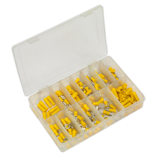 Sealey Crimp Terminal Assortment With Partitioned Box Yellow 140 Piece AB041YT