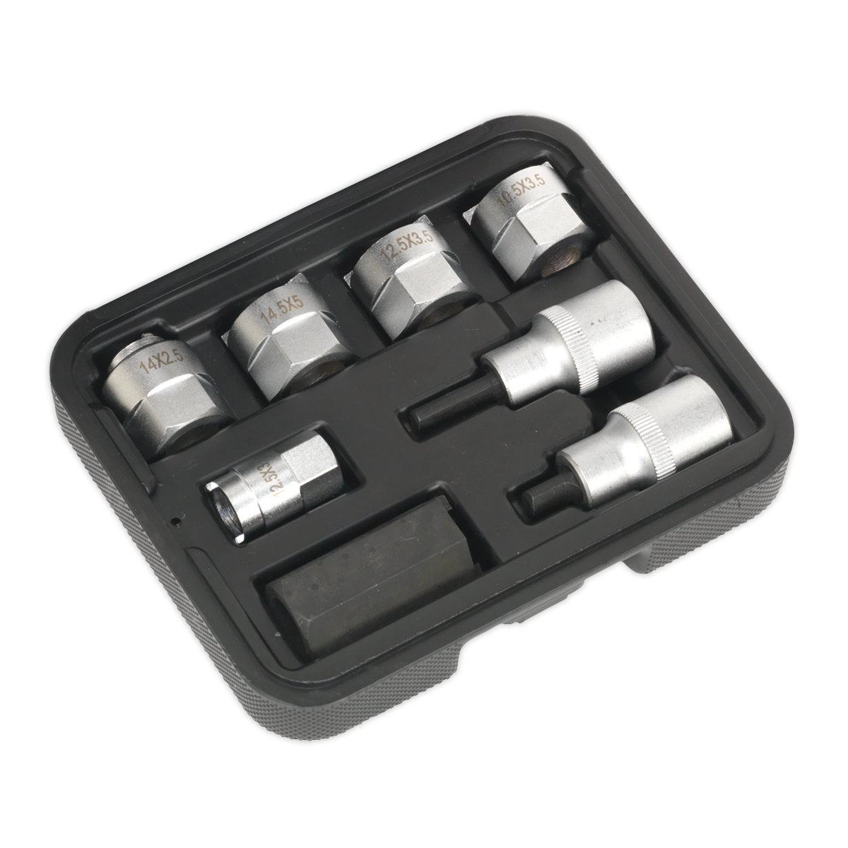 Sealey Strut Nut Set For McPherson 1/2" Square Drive 8 Pieces Silver SX0331
