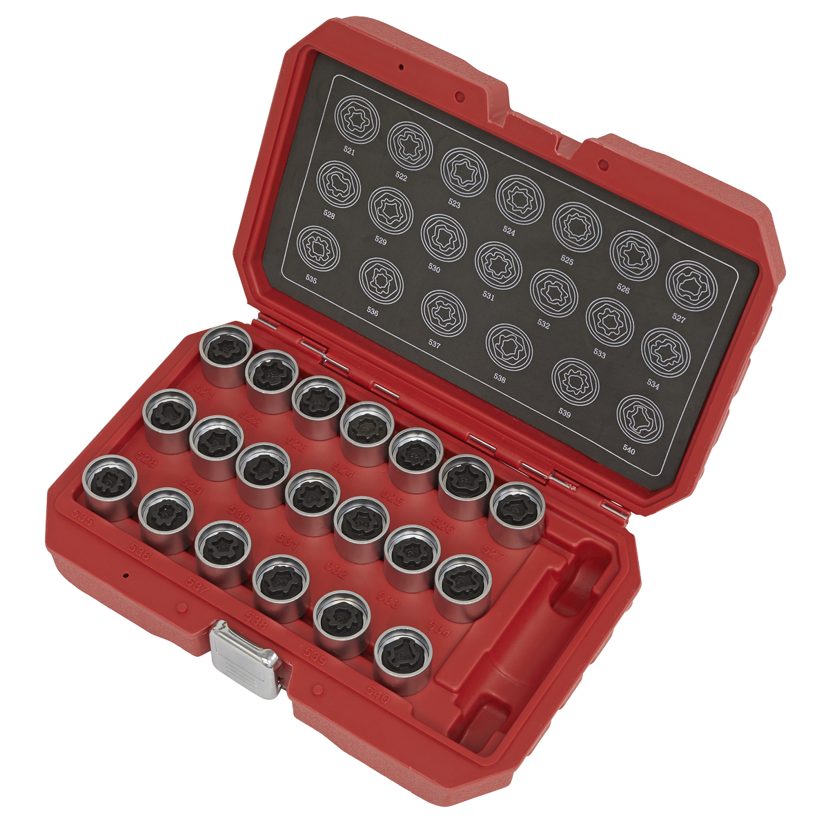 Sealey Locking Wheel Nut Key Set 20 Pieces Fits VAG Vehicles Silver SX219