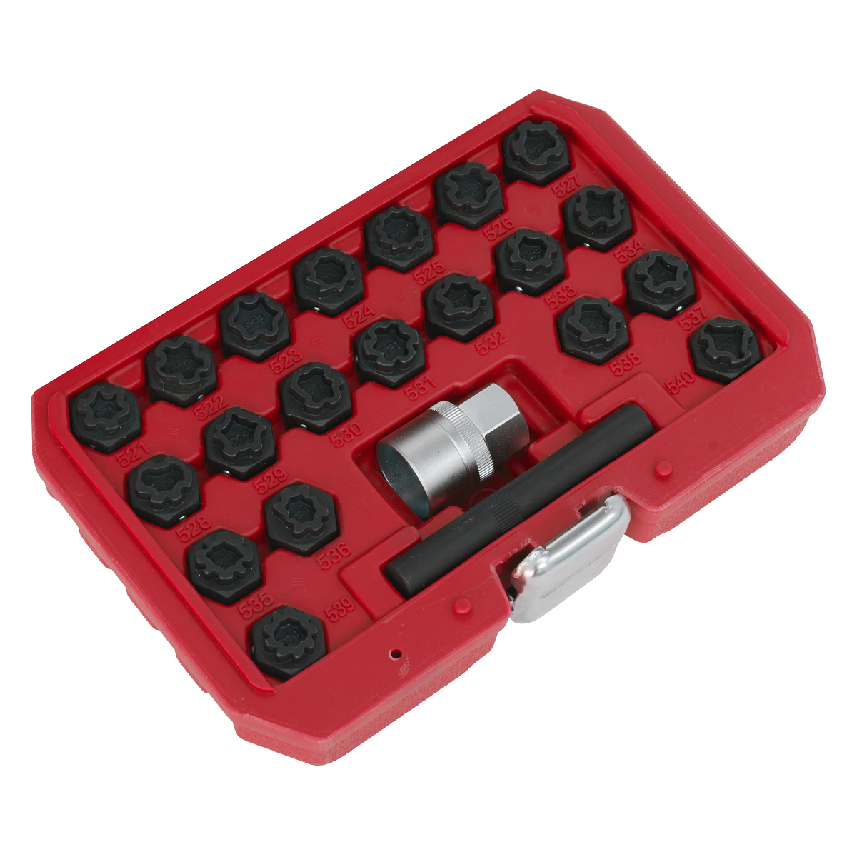 Sealey Locking Wheel Nut Key Set 1/2" Square Drive Socket 22pc Fits VAG SX220