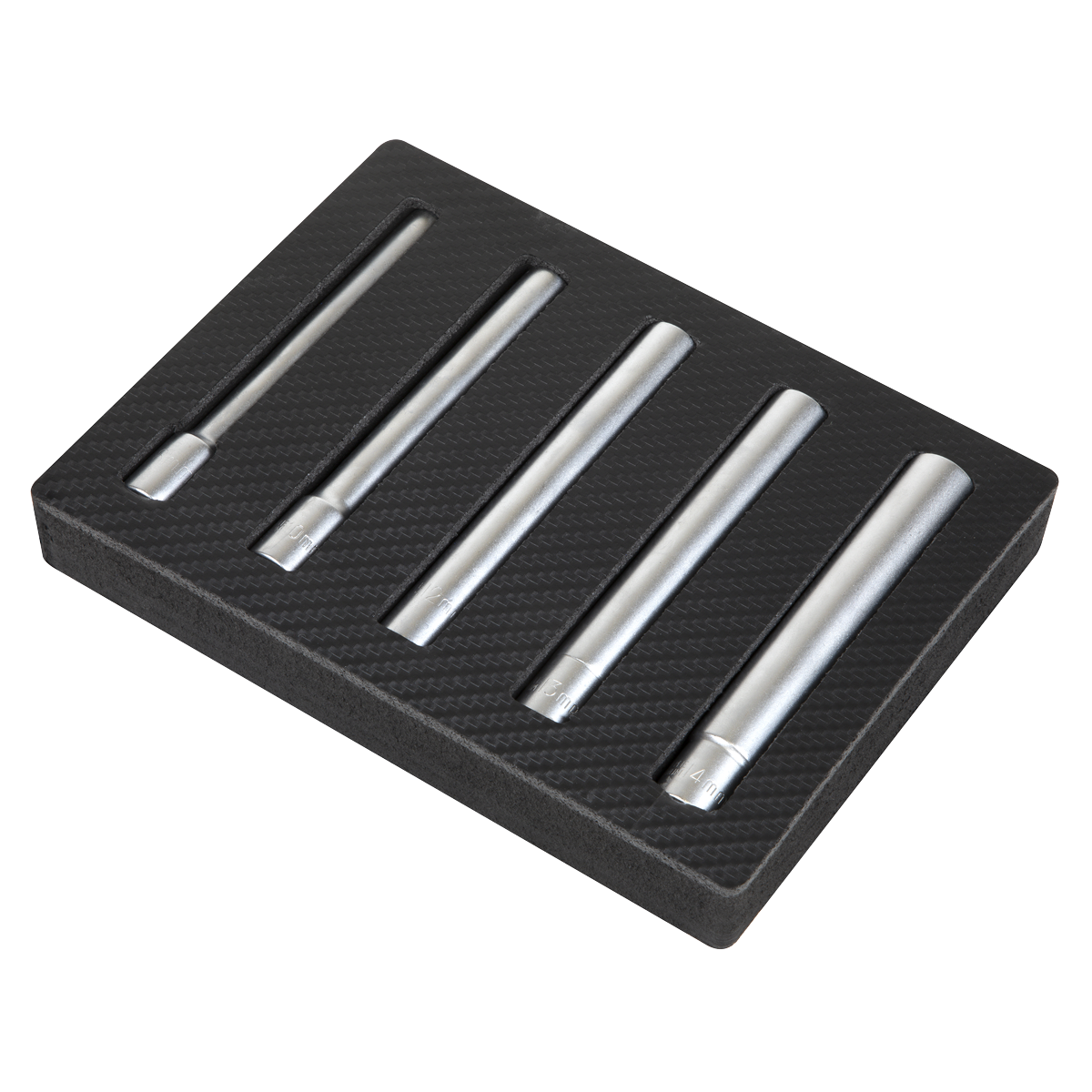 Sealey Extra-Deep Socket Set 5 Pieces 8 10 12 13 14mm 3/8" Square Drive SX814