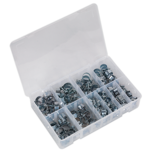 Sealey Mini Hose Clips Assortment With Partitioned Box - 100 Pieces AB042MH