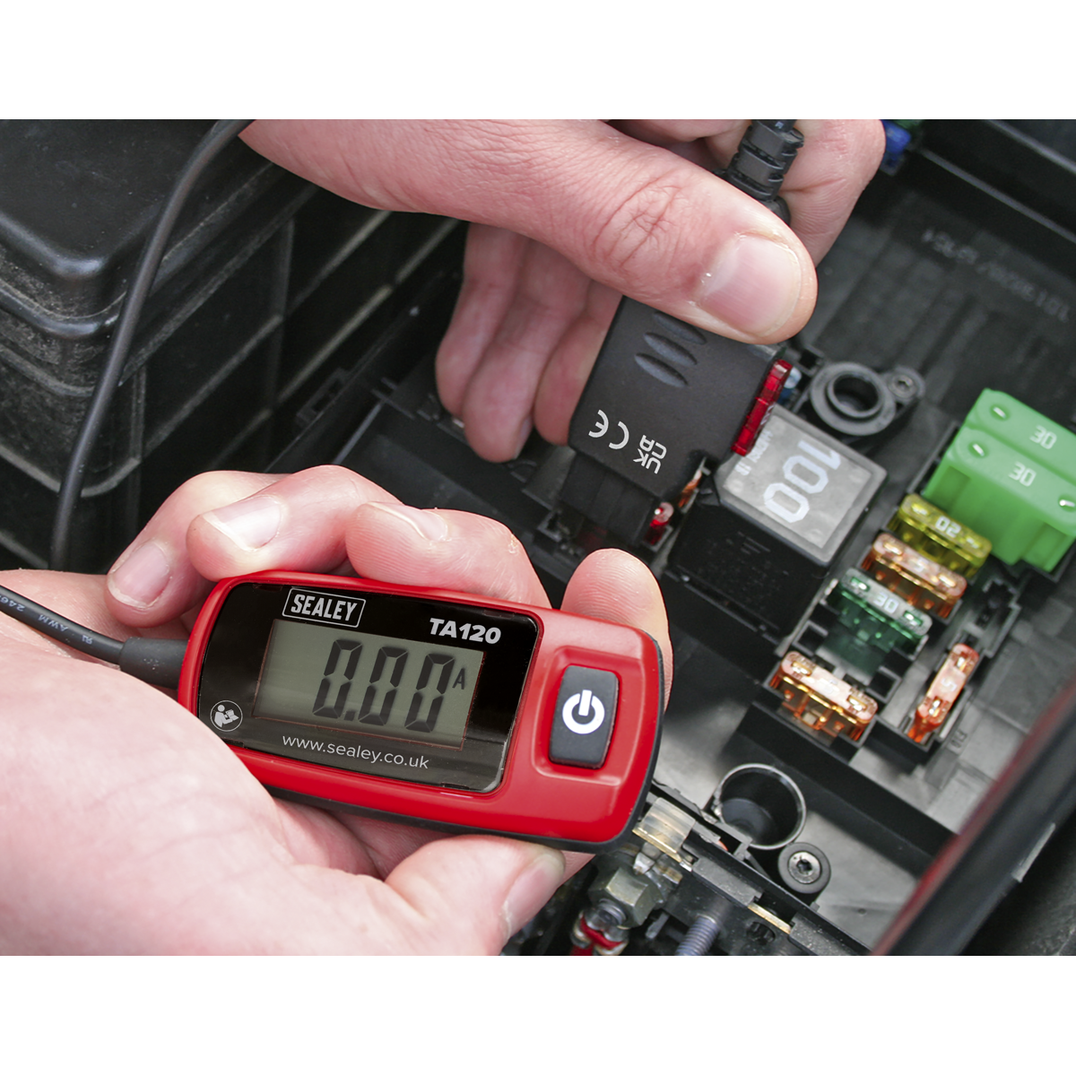 Sealey 20A Automotive Current Tester LCD Display - Standard Fuse Blade TA120