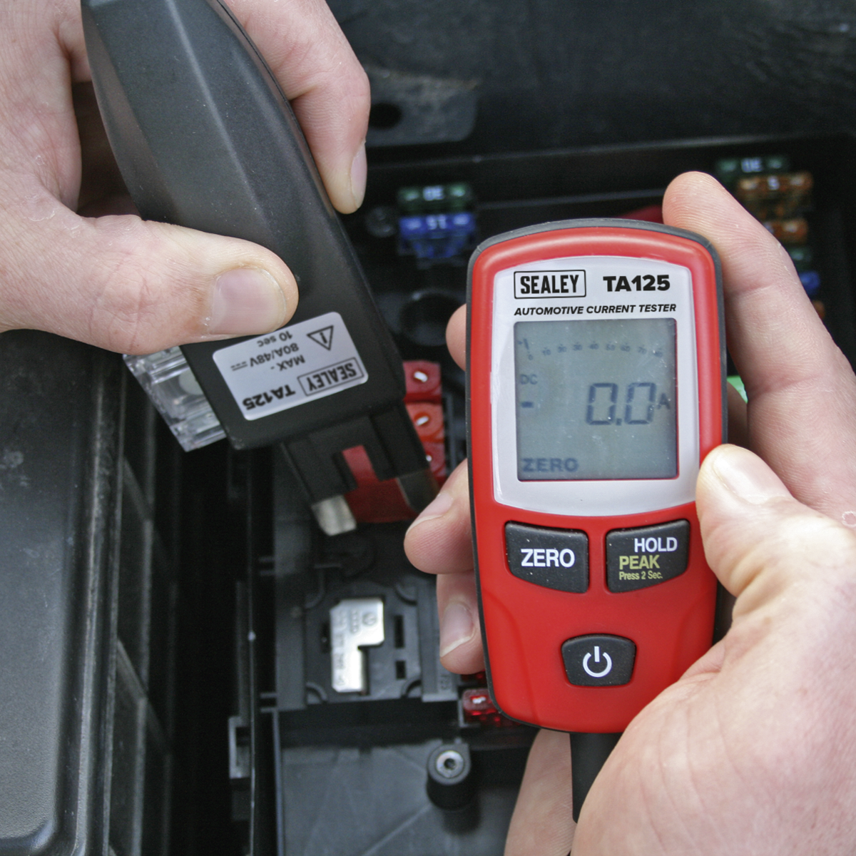 Sealey 80A Automotive Current Tester - Mini Standard & Maxi Fuse Blade TA125