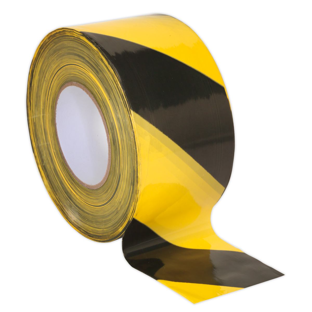 Sealey Hazard Warning Barrier Tape 80mm x 100m Black Yellow Non Adhesive BTBY