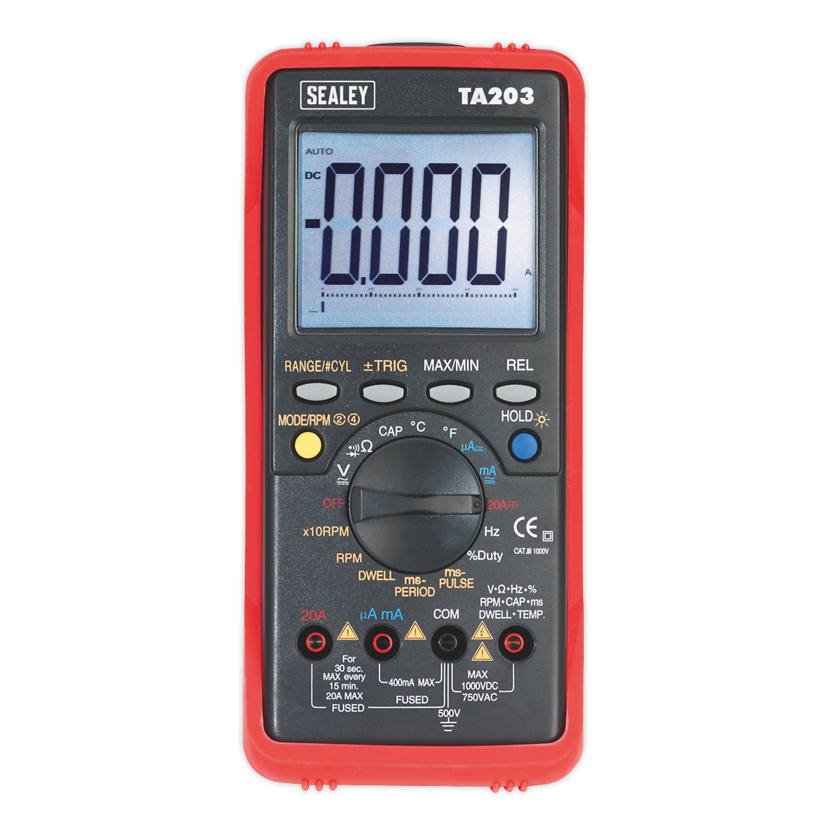 Sealey Automotive Digital Multimeter 15 Function Bar Graph/PC Link TA203