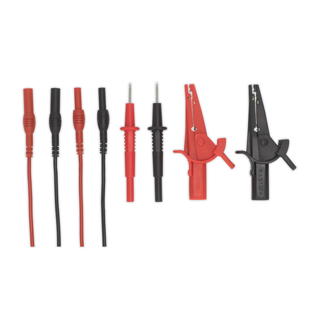 Sealey 1.35m Automotive Test Leads & Crocodile Clip Set - 6 Pieces Kit TATL