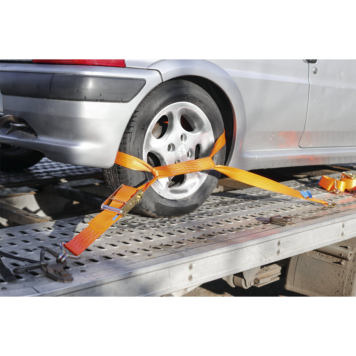 Sealey Car Transporter Ratchet Tie Down 50mm 3m Alloy Wheel Single 5000kg TDRWA
