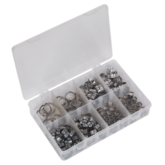 Sealey Single Ear O Clips 160 Pieces Assorted 7mm-20.2mm x 8.5mm-22.8mm AB043SE