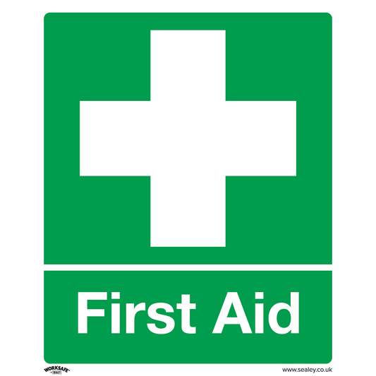 Sealey Safety Sign First Aid Kit 250x300mm Self-Adhesive Vinyl 10 Pack SS26V10
