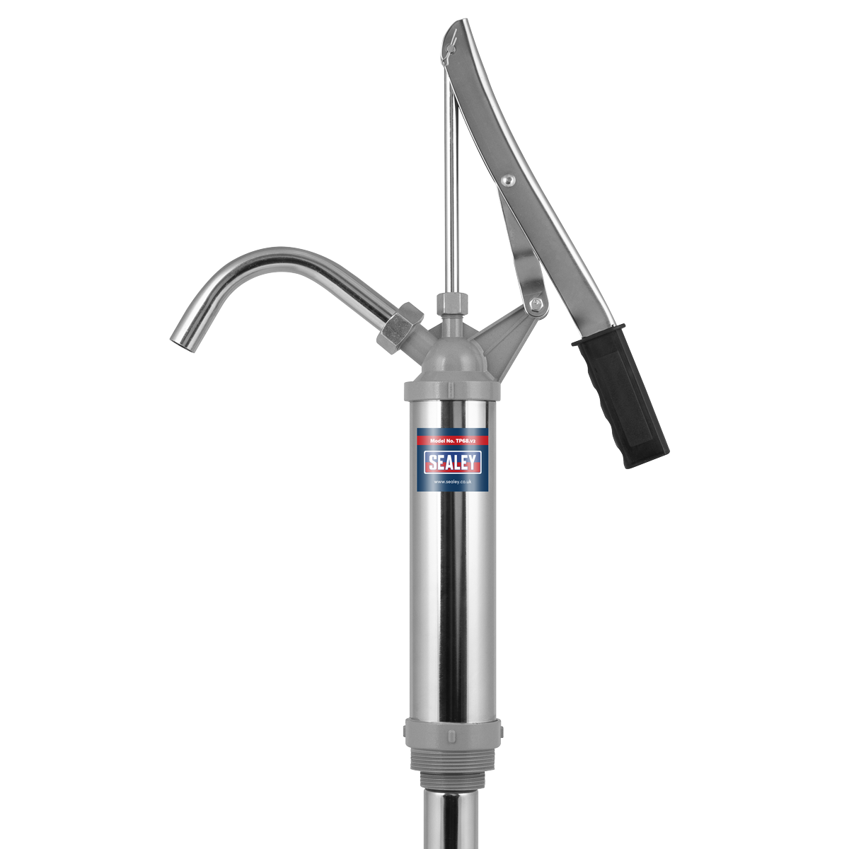 Sealey Heavy Duty Lever Pump With 2" BSP Adaptor & Dip Tube Silver TP68