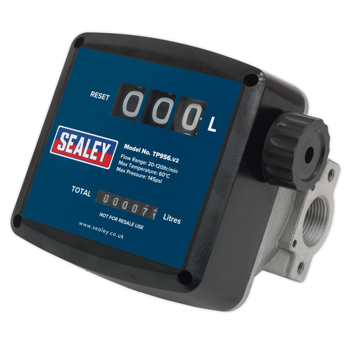 Sealey Diesel & Fluid Flow Meter Batch/Cumulative Totals 20-120L/min TP956