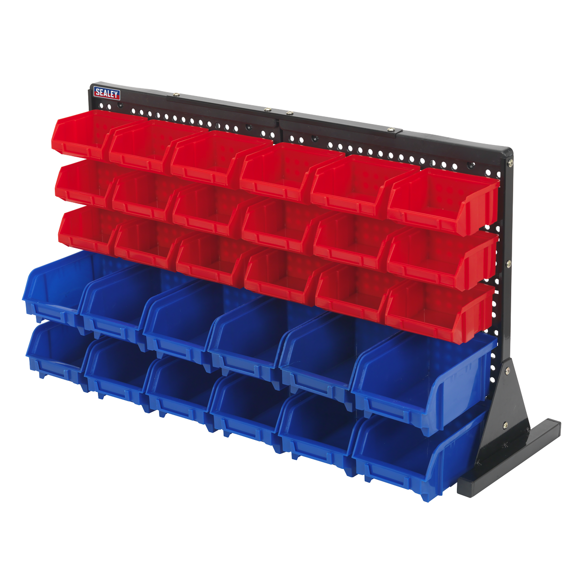 Sealey 30 Bin Bench Mounting Storage System Organiser + Steel Cross Bar TPS1218