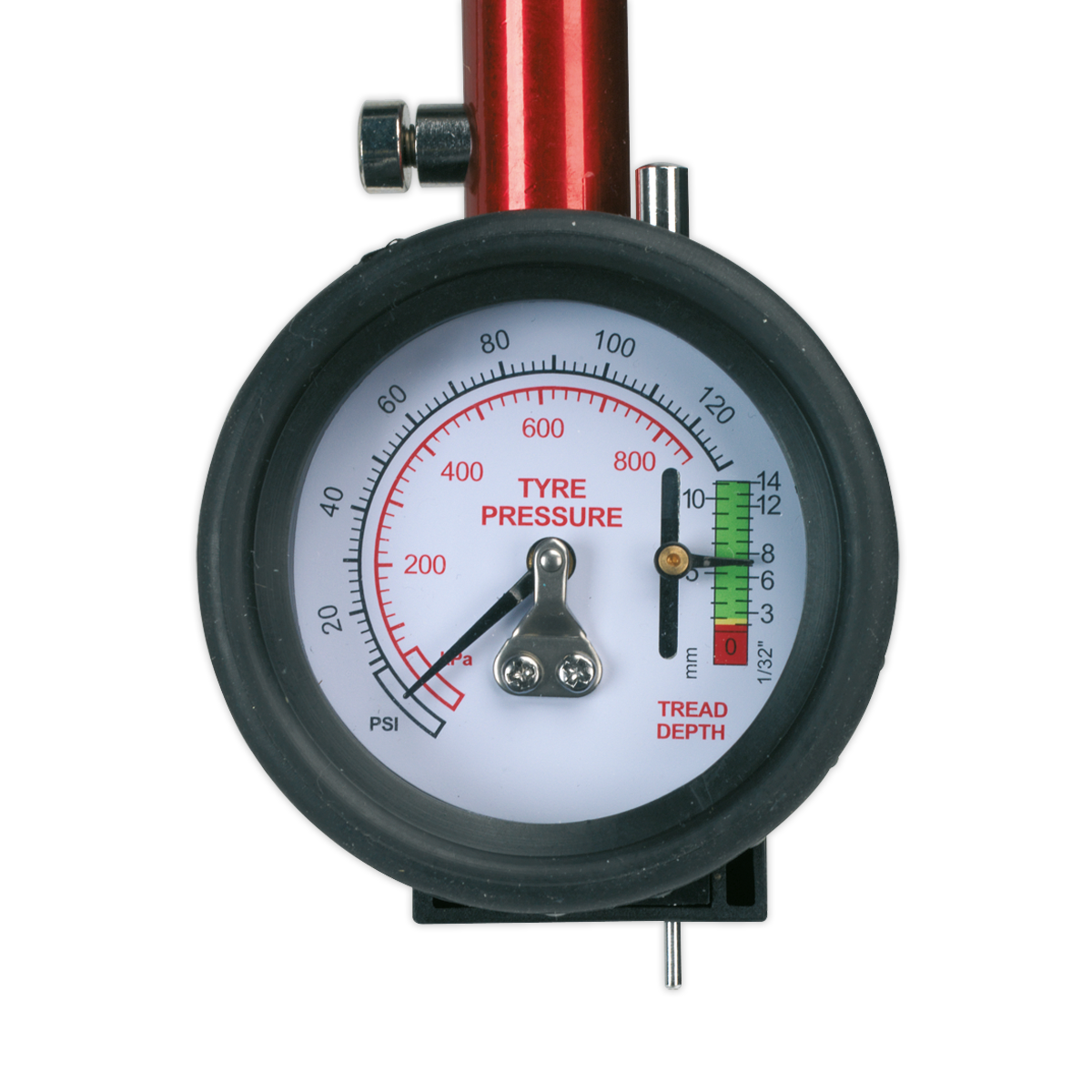 Sealey Tyre Pressure Gauge With Tyre Tread Depth Gauge 45° Angle Chuck TSTPDG01