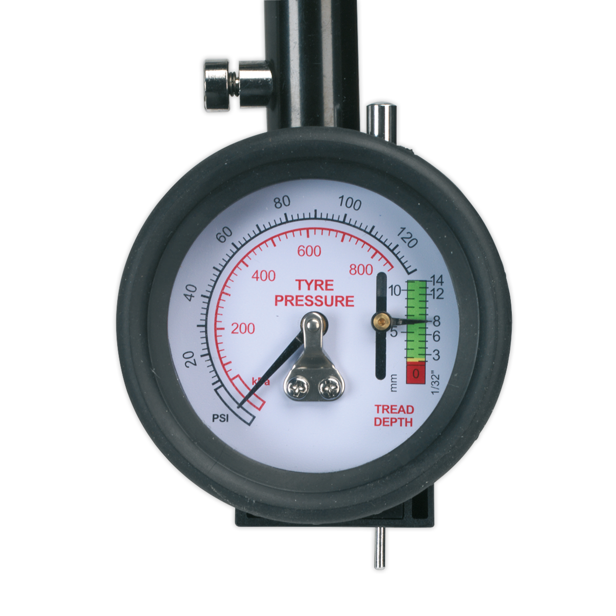 Sealey Tyre Pressure Gauge With Tyre Tread Depth Gauge - Flexi Hose TSTPDG02