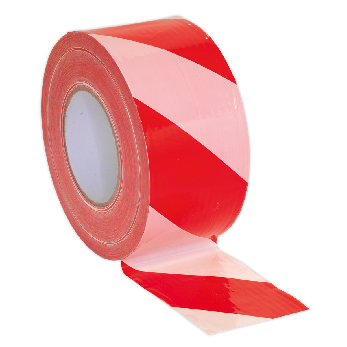 Sealey Hazard Warning Barrier Tape 80mm x 100m Red White Non Adhesive BTRW
