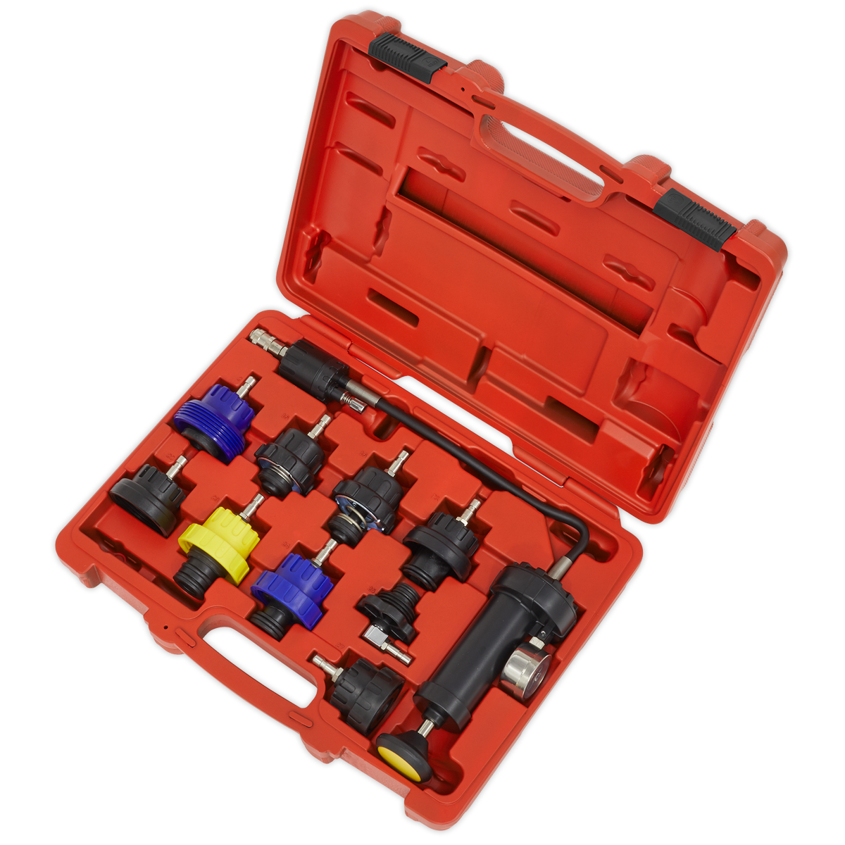 Sealey Cooling System Pressure Test Kit With Pressure Gauge 10 Pieces VS0013