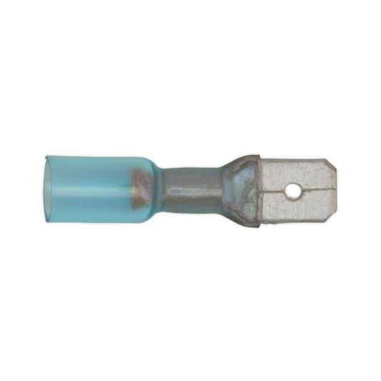 Sealey Heat Shrink Push On Connector 6.3mm Male Blue For 16-14 AWG x25 BTSPM25