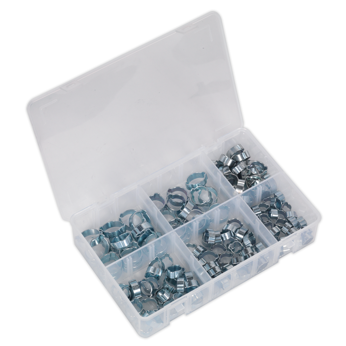 Sealey O-Clip Double Ear Assortment With Partitioned Box 140 Pieces AB044DE