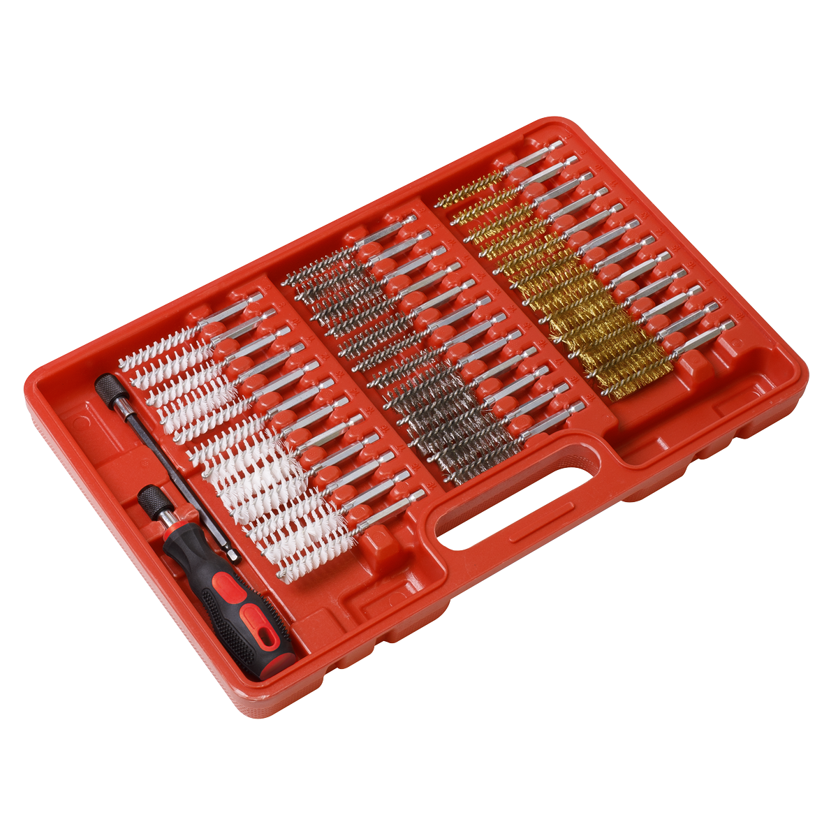 Sealey 38 Pcs Cleaning Brush Set Injector Bore 8-19mm Brush Size Workshop VS1910