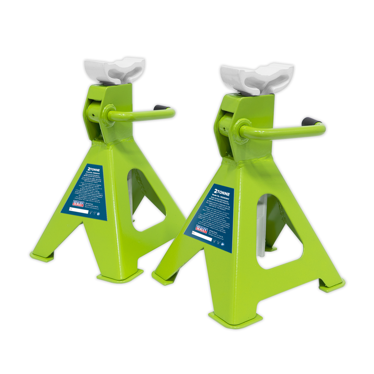 Sealey Load Axle Stands 2 Tonne Capacity/Stand Ratchet Type HiVis Green VS2002HV