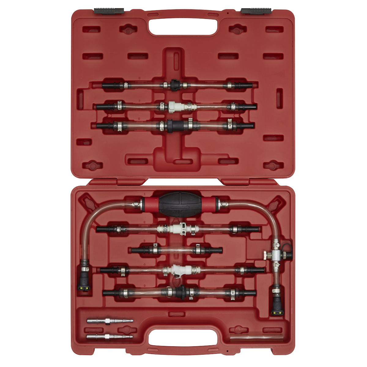 Sealey Diesel Fuel Priming Set With 2 Universal Connectors Kit - Red VS555