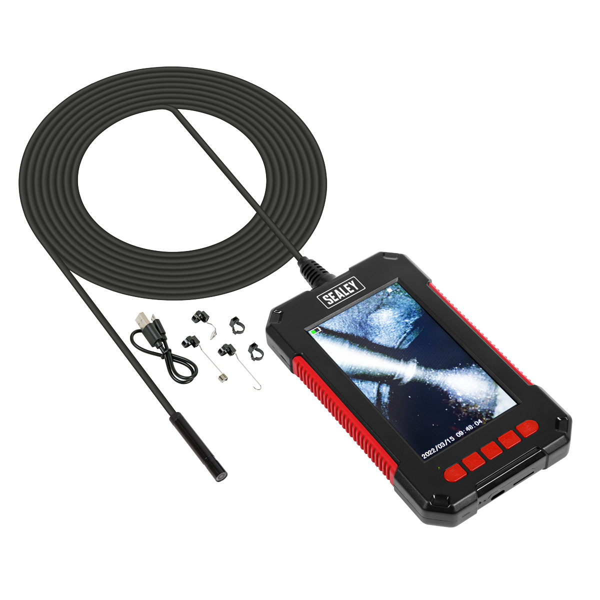 Sealey Tablet Video Borescope Ø5.5mm 2m LCD Inspection Endoscope Camera VS8115