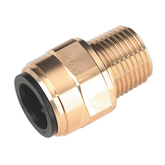 Sealey 15mm x 1/2" BSPT Brass Straight Adaptor Pipe OD - Ø15mm CAS15BSA