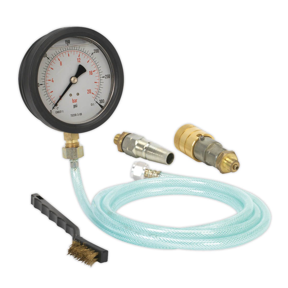 Sealey HGV Air Brake Test Gauge With Rubber Bumper & Hose 0-20bar VS931