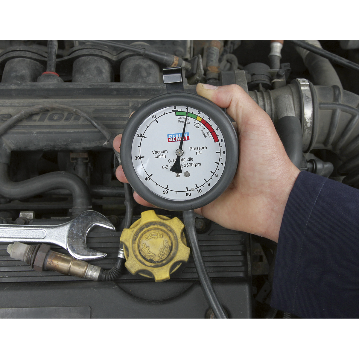 Sealey Catalytic Converter Back Pressure Test Kit With Colour-Coded Scale VSE953
