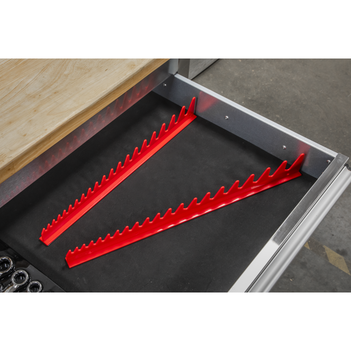 Sealey Durable Composite Sharks Teeth Spanner Rack With Magnetic Strips 2pc WR02