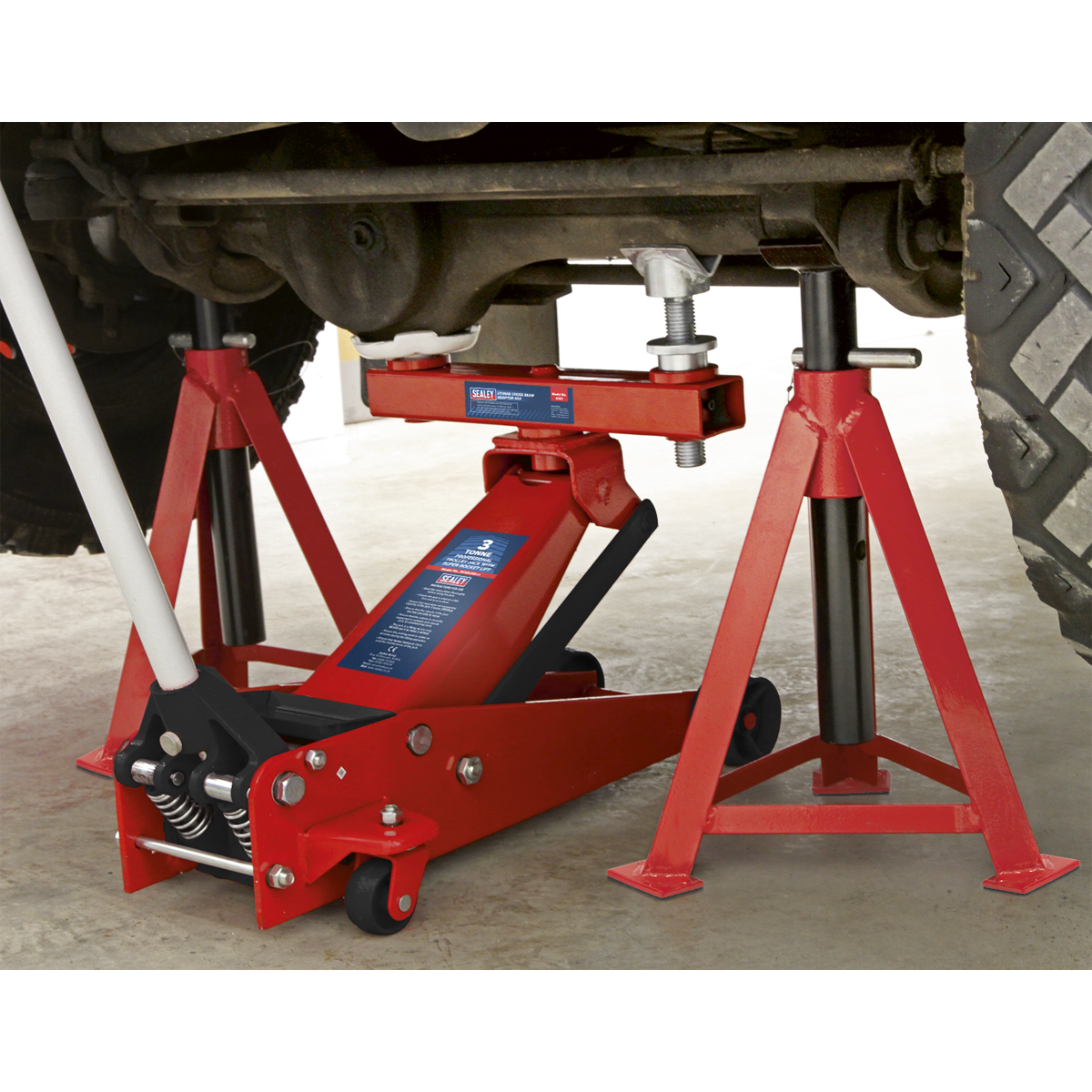 Sealey Easy-To-Use Cross Beam Adaptor 3 Tonne Capacity For 4x4 Vehicles Red X137