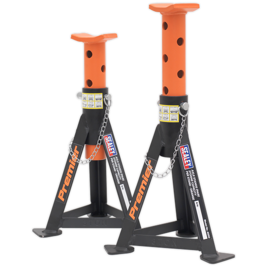 Sealey 2x Axle Stands Heavy Duty Lift 3 Tonne Capacity/Stand - Orange AS3O