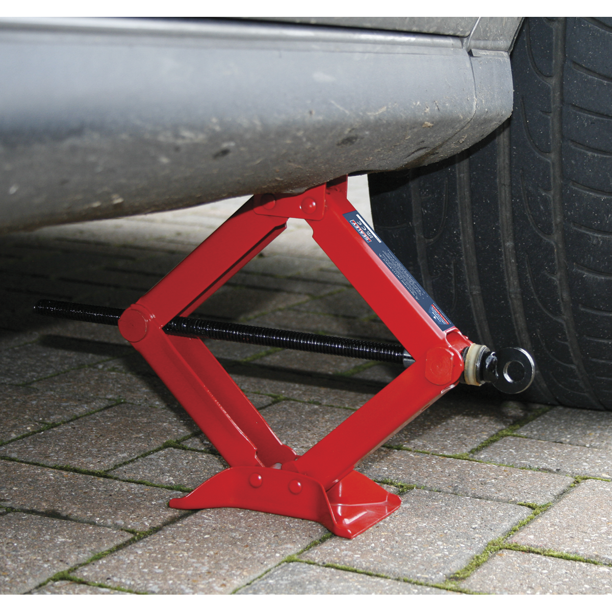 Sealey 1 Tonne Heavy Duty Scissor Jack With Fine Rolled Thread - Red 57M