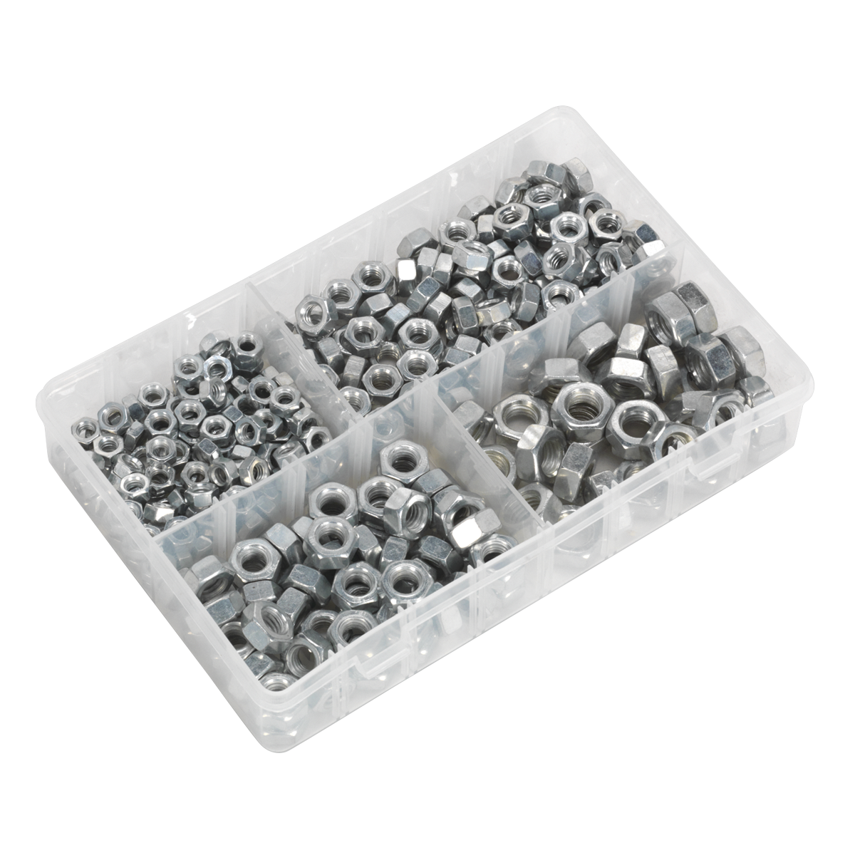 Sealey Steel Nut Assortment 320 Pieces 1/4" - 1/2" Imperial UNC DIN 934 AB030SN
