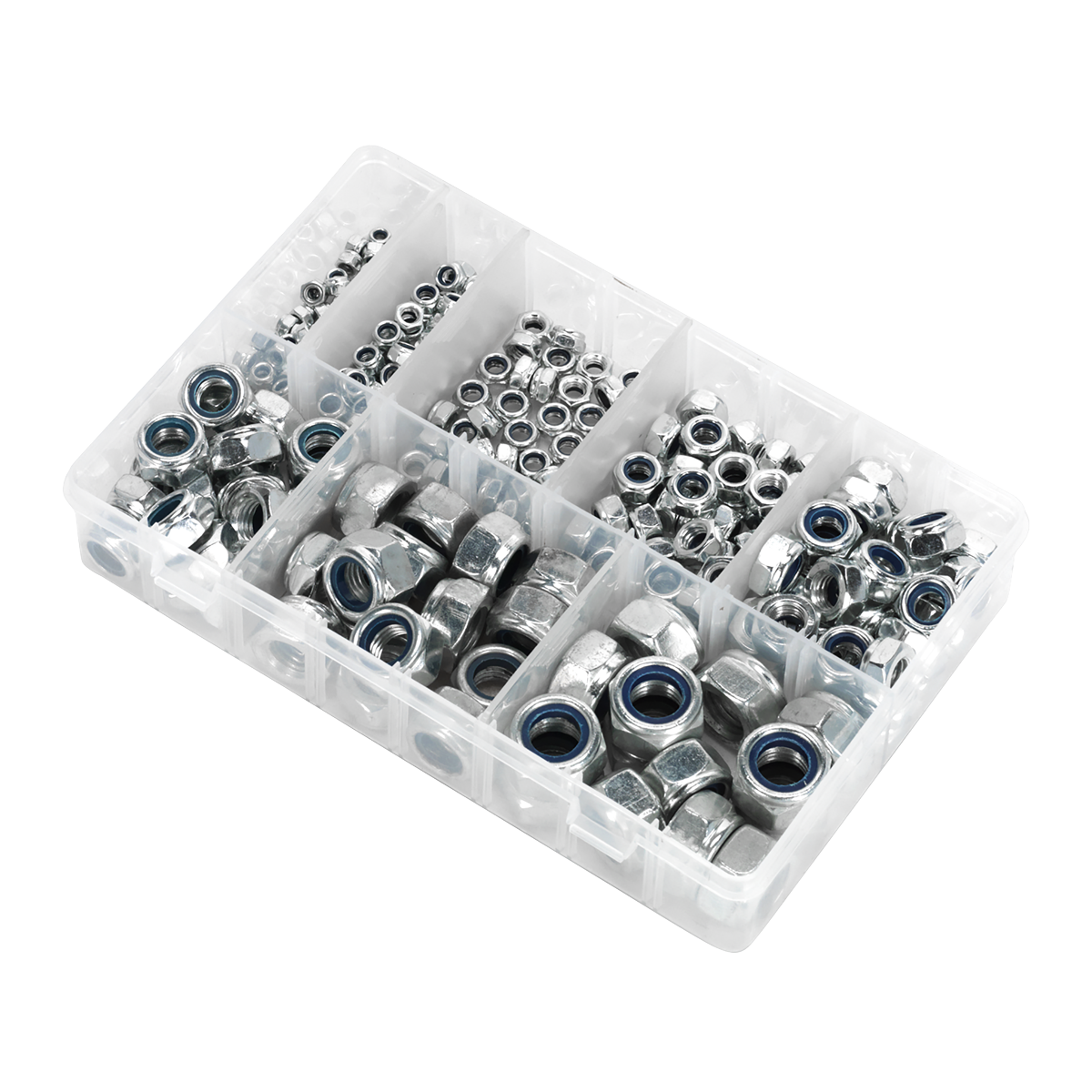 Sealey Nylon Lock Nut Assortment 255 Pieces M4-M16 DIN 985 Metric AB033LN