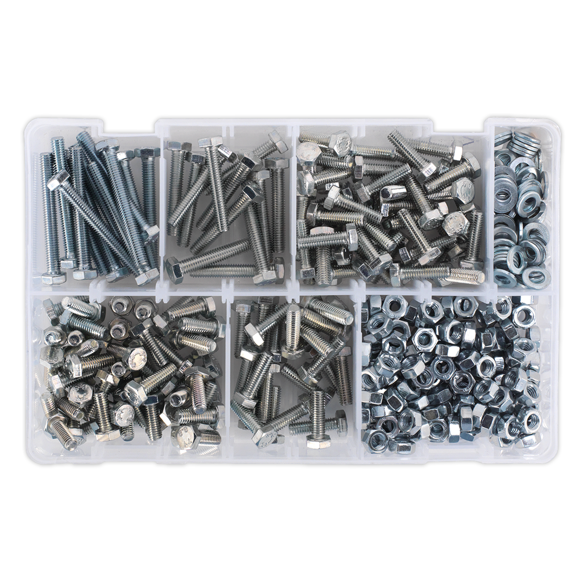 Sealey Set Screw Nut & Washer Assortment 408 Pcs High Tensile M6 Metric AB050SNW